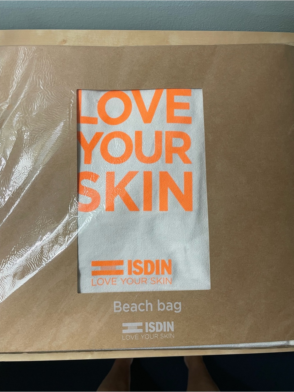 ISDIN Orange and White 'Love Your Skin' Beach Bag canvas